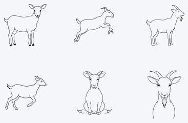 Masterful Goat Line Art Collection