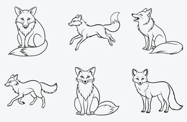 Enchanting Fox Line Art Collection