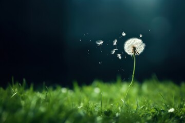 Grass flowers falling dandelion outdoors plant.