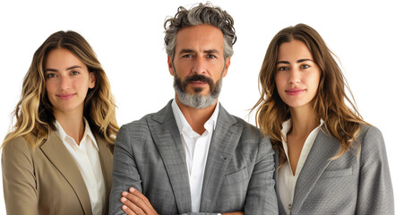 Stock image of a professional business group isolated on a transparent background