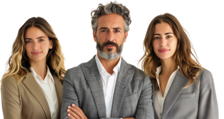 Stock image of a professional business group isolated on a transparent background
