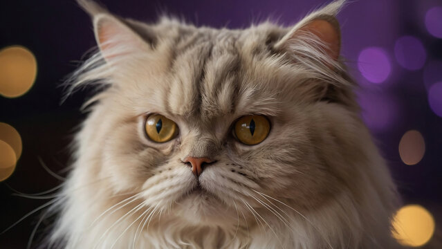 pure pred persian cat fluffy and long-haired 