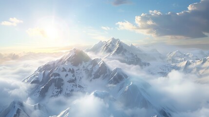Obraz premium Sunrise in the snowy mountains