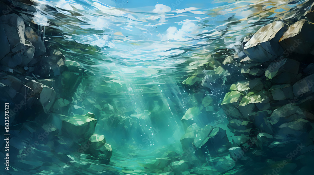 Canvas Prints Underwater Rocks Illustration