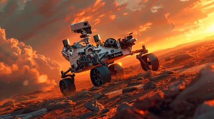 A group of engineers celebrating a successful mission control of a robotic rover on Mars, with jubilant expressions and a celebratory atmosphere. Pastel-toned screens display telemetry data.