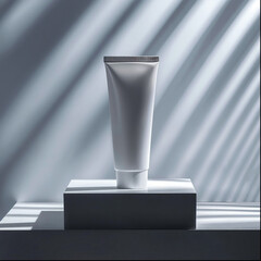 White Cosmetic Tube packaging mockup with gobo lights