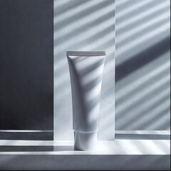 White Cosmetic Tube packaging mockup with gobo lights