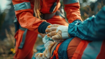 Obraz premium Two people are helping a person who is injured