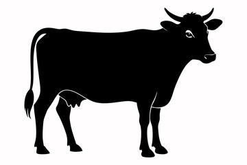 Cow graphic icon. Cow black silhouette isolated on white background. Vector illustration