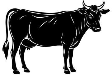 Cow graphic icon. Cow black silhouette isolated on white background. Vector illustration