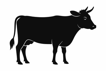 Cow graphic icon. Cow black silhouette isolated on white background. Vector illustration