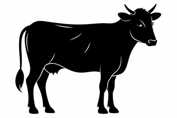 Cow graphic icon. Cow black silhouette isolated on white background. Vector illustration