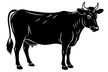 Cow graphic icon. Cow black silhouette isolated on white background. Vector illustration