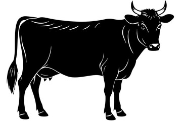 Cow graphic icon. Cow black silhouette isolated on white background. Vector illustration
