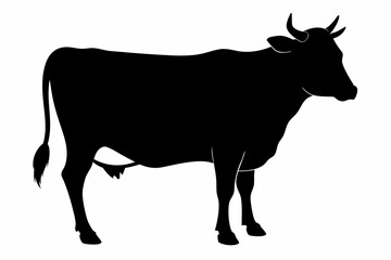 Cow graphic icon. Cow black silhouette isolated on white background. Vector illustration