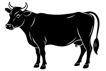 Cow graphic icon. Cow black silhouette isolated on white background. Vector illustration