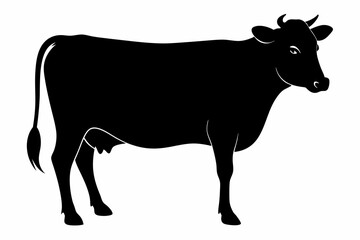 Cow graphic icon. Cow black silhouette isolated on white background. Vector illustration