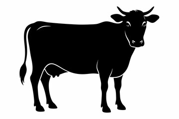 Cow graphic icon. Cow black silhouette isolated on white background. Vector illustration