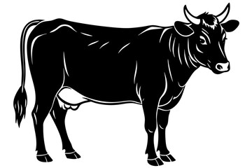 Cow graphic icon. Cow black silhouette isolated on white background. Vector illustration
