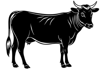 

cow silhouette, cow line art vector illustration, Collection of black cow design


