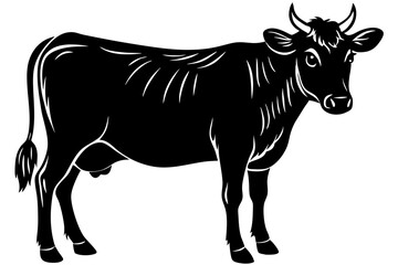 

cow silhouette, cow line art vector illustration, Collection of black cow design


