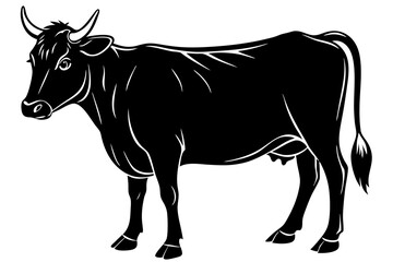 Fototapeta premiumcow silhouette, cow line art vector illustration, Collection of black cow design