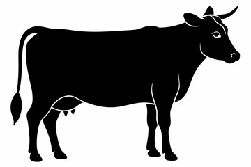 

cow silhouette, cow line art vector illustration, Collection of black cow design


