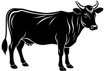 

cow silhouette, cow line art vector illustration, Collection of black cow design


