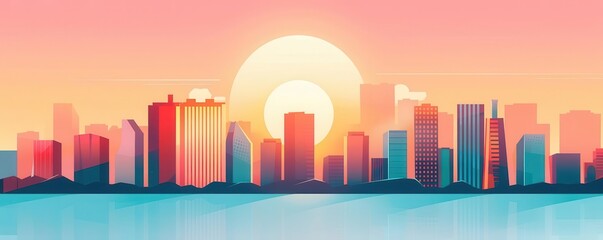 Obraz premium Advanced architecture, futuristic decor themes, flat design illustration
