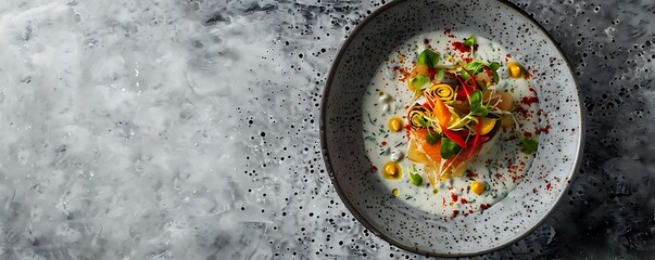 Gourmet Food Plate on a Gray Background - Food Photography