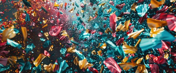 Confetti background with a colorful explosion, an abstract vector banner
