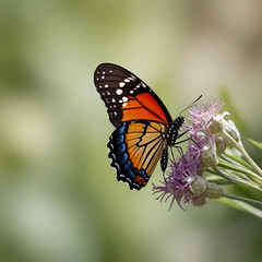 butterfly emerging from chrysalis, vibrant colors, soft neutral background, copy space, metamorphosis, new life, transformation, butterfly wings, nature's beauty, delicate creature, colorful wings, em