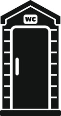 Simple black icon of a public toilet building