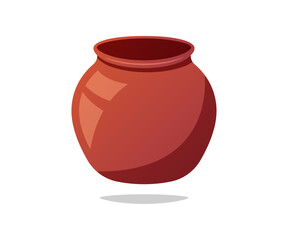 Clay pot vector isolated on white background.
