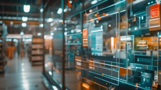 market room with hologram footage