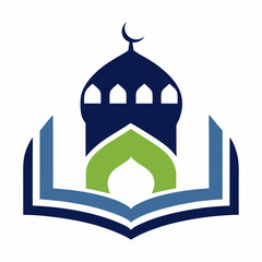 Modern Islamic school logo icon vector art illustration