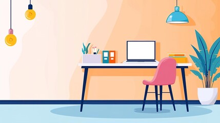 Tech startup garage, cluttered and vibrant, fluorescent lighting, front view, centered composition, with copy space isolated on soft plain pastel solid background