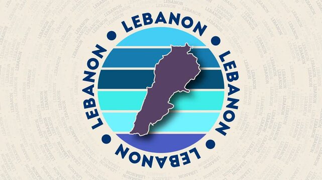 Lebanon logo intro. Badge with the circular name and map of the country. Amazing Lebanon round logo animation.