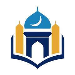 Modern Islamic school logo icon vector art illustration