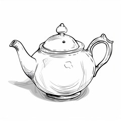 A cute cartoonish line art style image of a plate on a white background