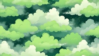 Clear Plain Shiny Warm Soft Vintage Bokeh Cloudy Wave Like Geometric Green Background or Texture