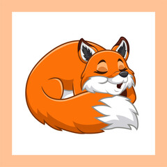 Cute baby fox sleeping on white background