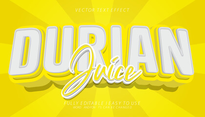 Obraz premium durian juice 3d editable vector text effect. trendy style text effect