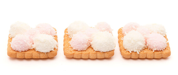 Sweet Pink and White Marshmallow and Coconut Cookies
