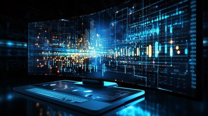 Computer screen showing big data processing in progress