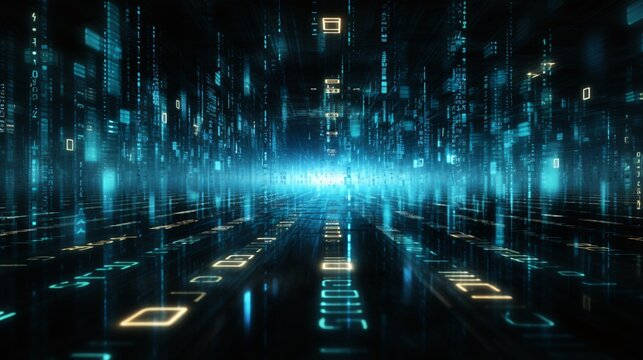 Abstract digital background with data lines and binary code