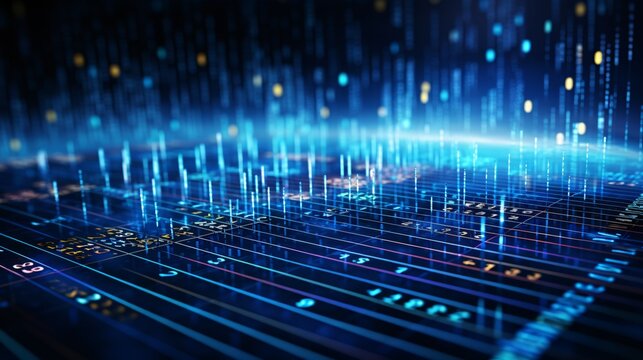 Abstract digital background with data lines and binary code