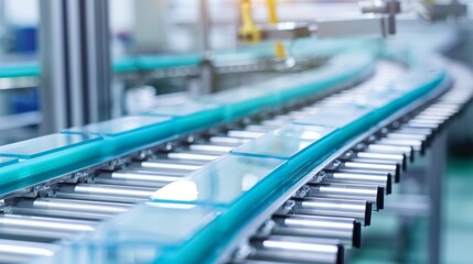 Commercial production line in a mechanized factory, advanced technical systems in place, highlighting the efficiency of industrial engineering