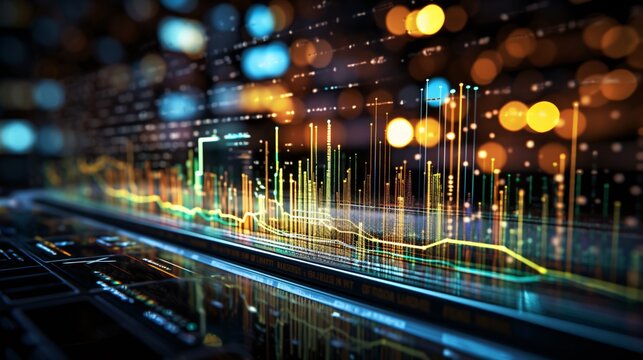 Close-up of computer screen displaying big data processing