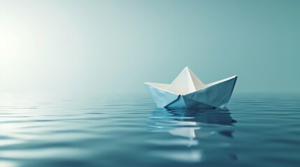Obraz premium White Paper Boat Floating on Calm Water